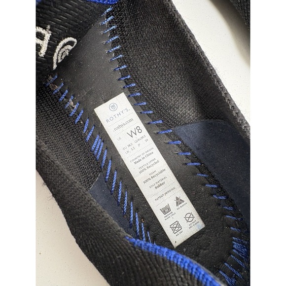 Rothys Womens The Point Flat Size 8 Black Knit Slip On Ballet Shoe Washable - Picture 6 of 8